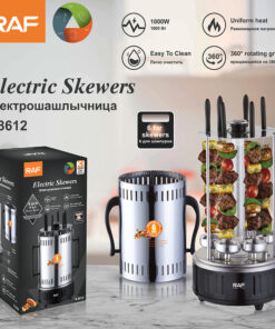 RAF Smokeless Rotating Electric Vertical Skewers BBQ Grill 6 Forks